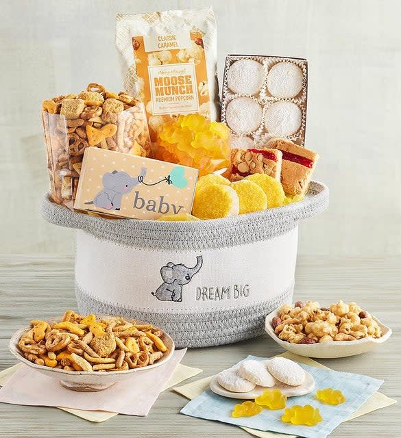 <p><a href="https://go.redirectingat.com?id=74968X1596630&url=https%3A%2F%2Fwww.harryanddavid.com%2Fh%2Fgift-baskets-tower-boxes%2Fspecialty-gift-baskets%2F33939&sref=https%3A%2F%2Fwww.thepioneerwoman.com%2Fholidays-celebrations%2Fgifts%2Fg35813172%2Fmothers-day-basket-ideas%2F" rel="nofollow noopener" target="_blank" data-ylk="slk:Shop Now;elm:context_link;itc:0;sec:content-canvas" class="link rapid-noclick-resp">Shop Now</a></p><p>New Baby Gift Basket</p><p>harryanddavid.com</p><p>$79.99</p><span class="copyright">Harry & David</span>