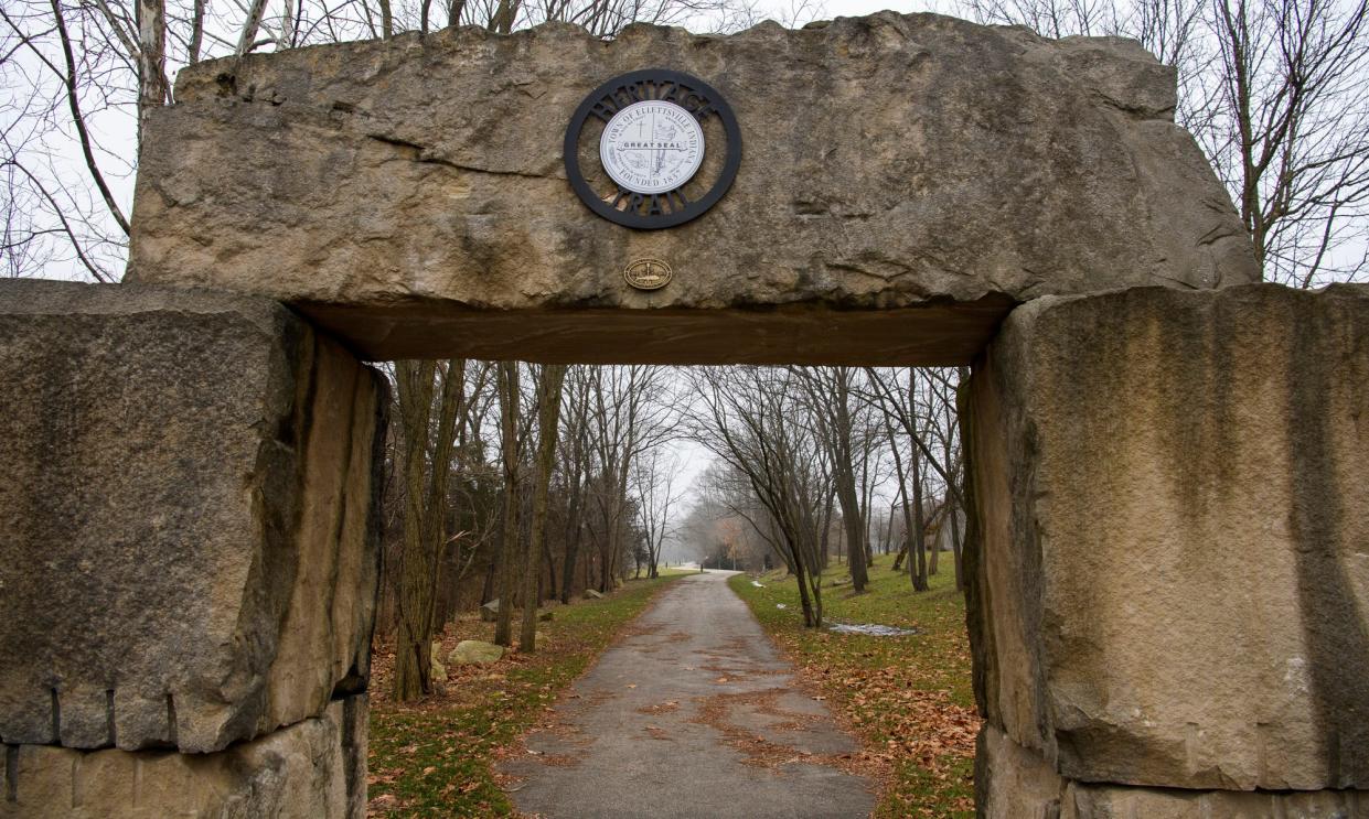 The limestone arch on the Heritage Trail in Ellettsville along Ind. 46 near Sale Street.