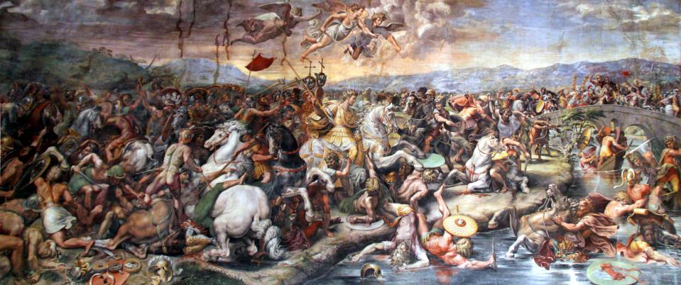 A 16th-century portrayal of the Battle of the Milvian Bridge of AD312 – one of the most important military events in world historyPublic domain