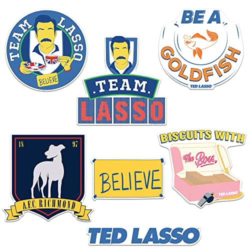 TED Lasso Large Sticker Pack Die Cut Vinyl Large Deluxe Stickers Variety Pack - Laptop, Water Bottle, Scrapbooking, Tablet, Skateboard, Indoor/Outdoor