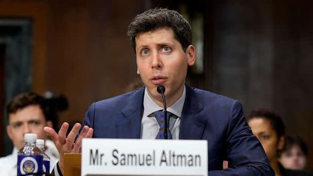 PHOTO: OpenAI CEO Sam Altman speaks before a Senate Judiciary Subcommittee on Privacy, Technology and the Law hearing on artificial intelligence, May 16, 2023, on Capitol Hill in Washington. (Patrick Semansky/AP)