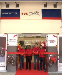 Pictured: Left to right: Mr.  Lyon Teh, Assistant Manager, Motorsport Pte, Mr.  J Thangarajan, President Director, PT TVS Motor Company, Indonesia, Mr. Herbert Teh, Director - Motorsport Pte Ltd and Mr. Vimal Sumbly, Business Head - Premium at TVS Motor Company