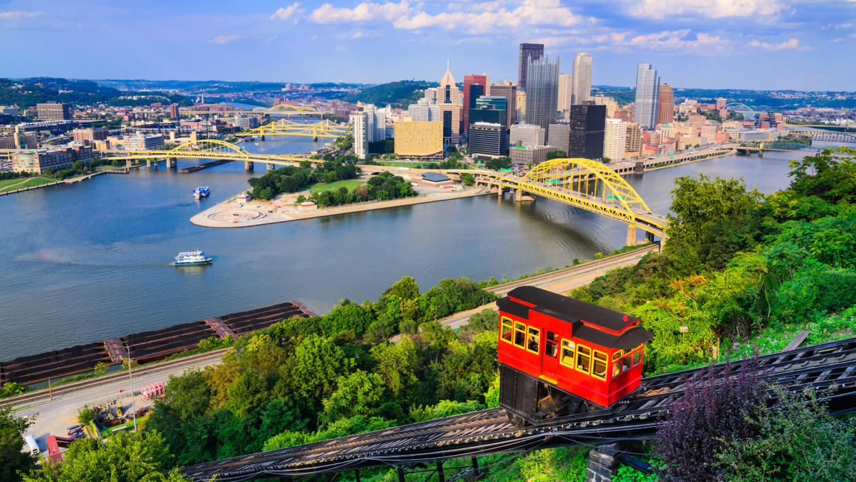 Pittsburgh, Pennsylvania, USA downtown skyline and incline.