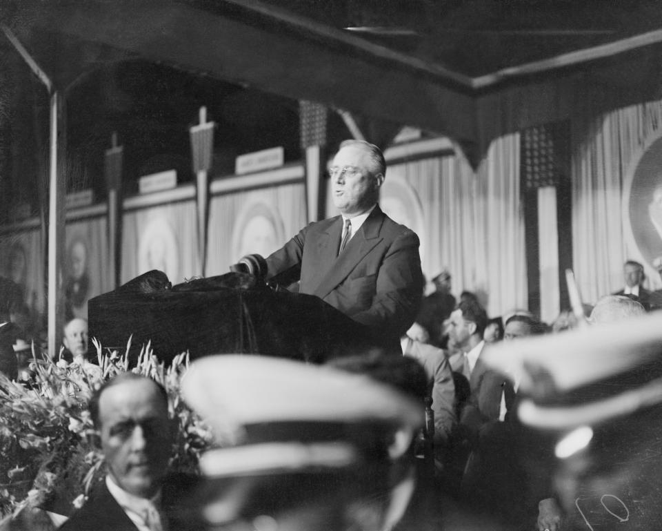 President Franklin Roosevelt&nbsp;pledged a battle to the finish to wrestle the freedom of the nation from the "royalists of the economic dynasties" who accused him of being a communist. (Photo: Bettmann via Getty Images)
