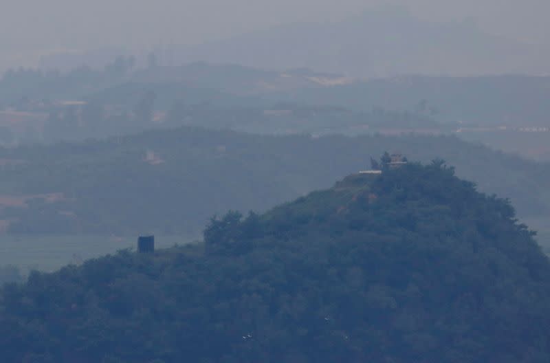A North Korean loudspeaker is seen inside their territory in this picture taken from the Unification Observation Platform, near the demilitarized zone which separates the two Koreas in Paju
