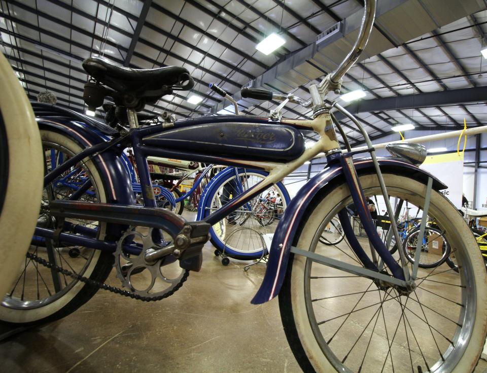 At the Classic Bike Show and Swap Meet, show bikes were displayed and the public could cast votes for their favorite. Pictured here is a 1939 Mead Ranger owned by Eric Rosa. The bike was entered in the Best 1930 Classic category.