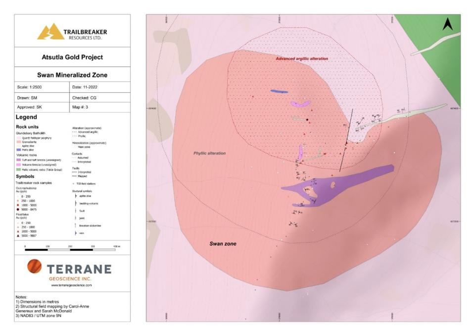 Detailed geological map of the Swan mineralized zone.