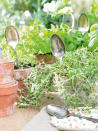 <p> Making your own plant labels is a wonderful way to personalize your garden, and they look particularly effective in potted herbs. </p> <p> Here, vintage metal spoons have been labeled with each herb name, adding a charming culinary feel. </p> <p> To recreate this idea, print out the herb names onto paper, sized to fit the bowl of the spoon, leaving a small gap around each word. </p> <p> To get the names onto the spoon, you need to use image transfer medium. Following the manufacturer&#x2019;s instructions, apply three thin coats on top of each name to create a clear plastic-like film. </p> <p> When dry, remove the original backing paper from the names by soaking in water and rubbing off the back. Allow to dry. </p> <p> Position and glue on to the spoons using the transfer medium, with the names facing the right way up. Once placed, correctly seal with a further coat of transfer medium or, if to be used outside, a clear lacquer.&#xA0; </p> <p> Allow to thoroughly dry overnight, before positioning in its designated pot. </p>
