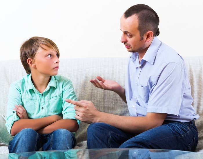 A father having a conversation with his son