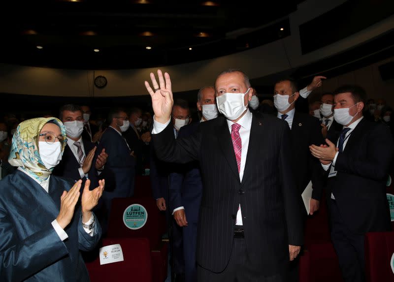 Turkish President Erdogan attends a meeting of his ruling AKP in Ankara