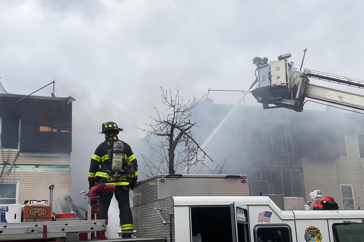 Firefighters work to put out a fire in the Bronx, N.Y., on Jan. 18, 2022. (Councilmember Rafael Salamanca Jr. via Twitter)