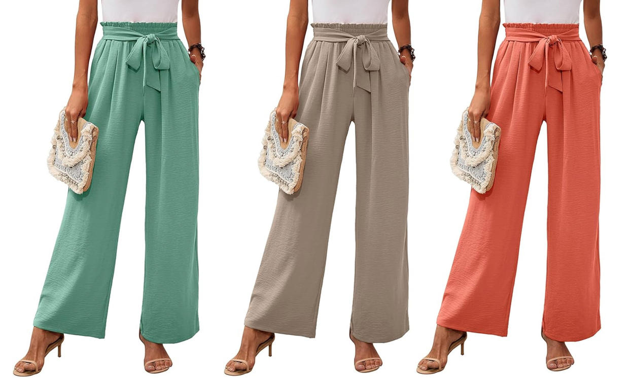 Heymoments Wide Leg Tie Knot Lounge Pants with Pockets Amazon