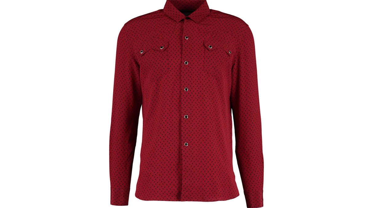 Red Triangle Silk Long Sleeve Casual Shirt 