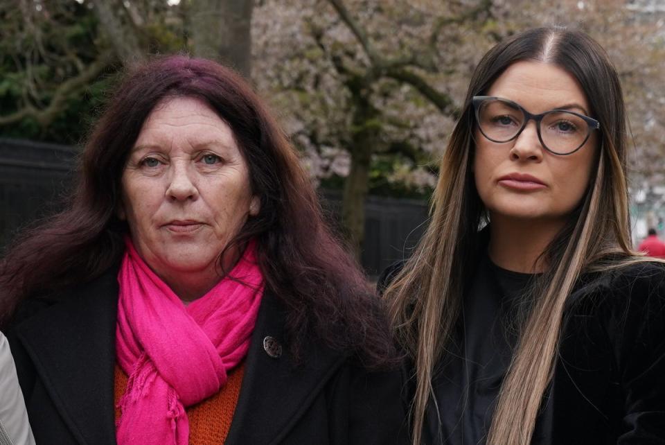 Siobhan Kearney (left), who lost her brother, Liam Dunne, and Lisa Lawlor, who lost her parents Francis and Maureen (Brian Lawless/PA Wire)