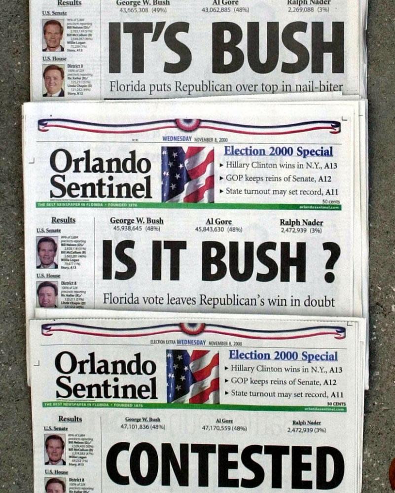 Headlines on 8 November 2000.