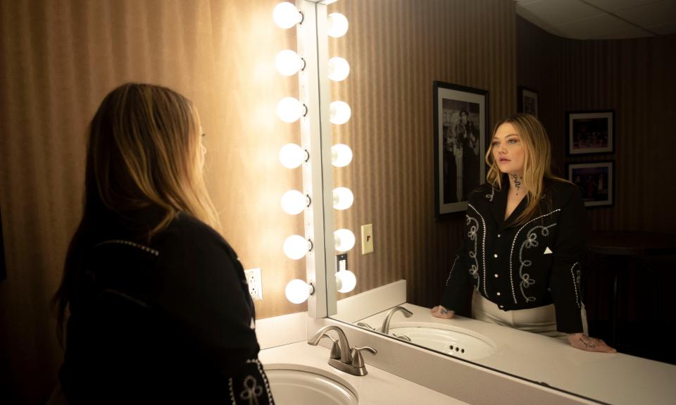 Elle King stands in a dressing room at Ryman Auditorium  in Nashville , Tenn., Tuesday, Jan. 3, 2023.