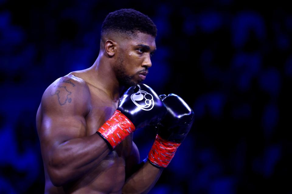 Back in business: Anthony Joshua will return to the boxing ring at London’s O2 Arena on April 1 (Getty Images)