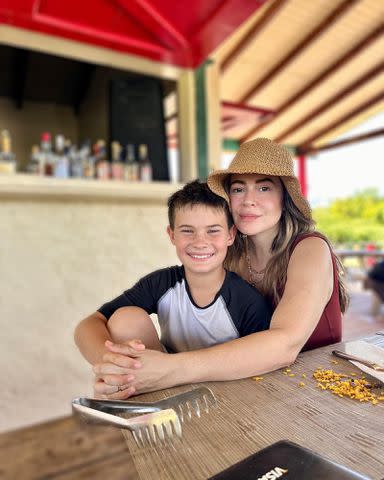 <p>Alyssa Milano Instagram</p> Alyssa Milano and her son Milo Thomas.