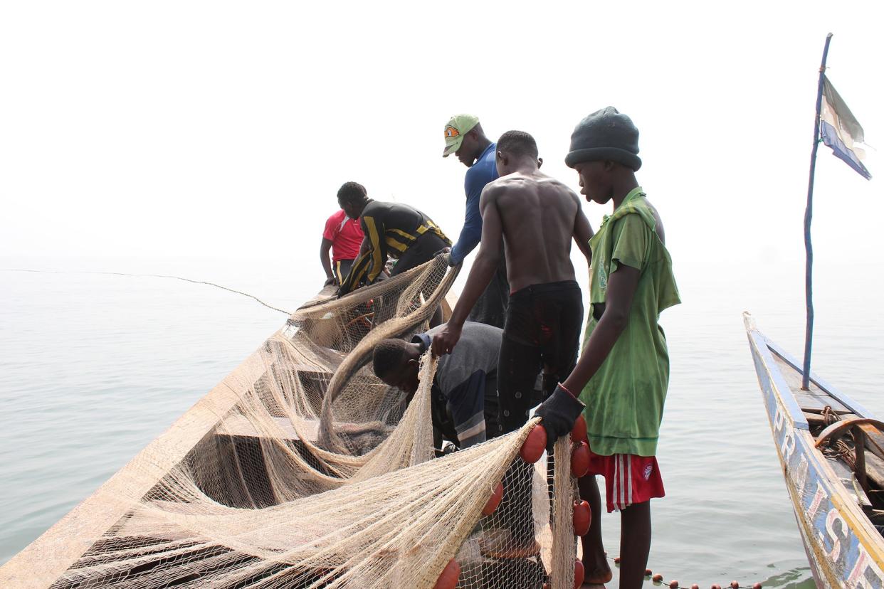 This undated photo of a Sierra Leonean child fishing was provided by The Center on Human Trafficking Research & Outreach (CenHTRO) at the University of Georgia School of Social Work.