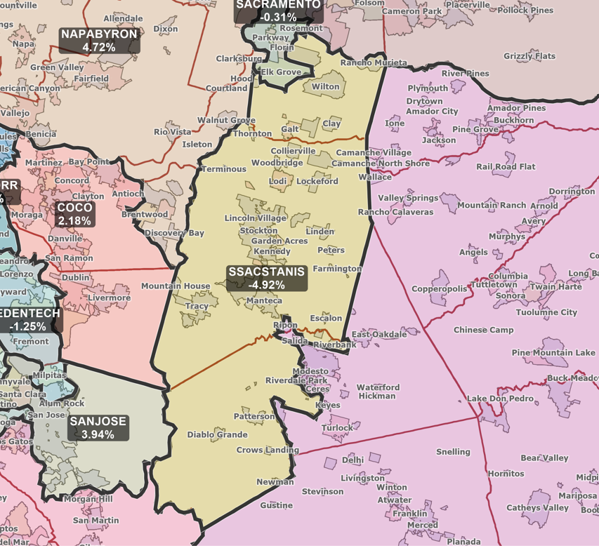 Proposed boundaries for the California Senate district representing San Joaquin County.