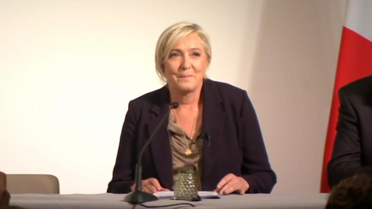 Marine Le Pen lors de sa conférence de presse ce mardi.  - BFMTV