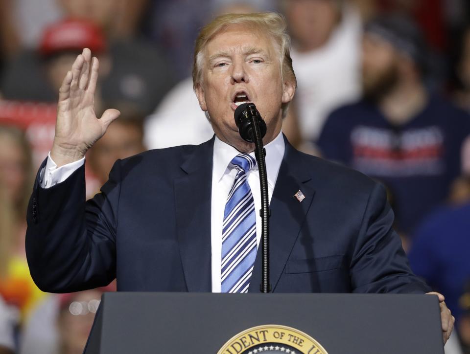 President Donald Trump speaks during a rally Thursday, Aug. 3, 2017, in Huntington, W.Va. (Photo: Darron Cummings/AP)