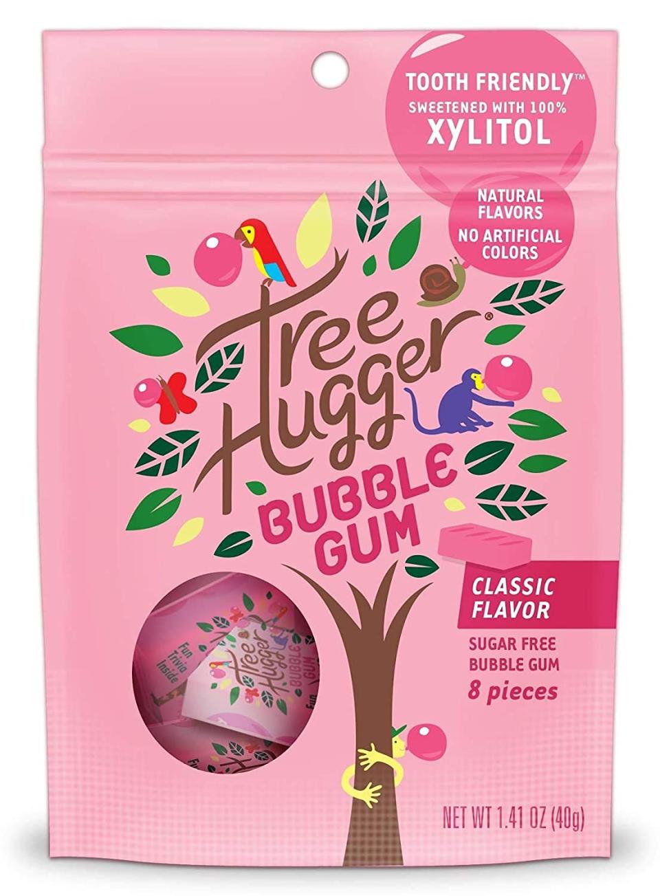 Natural bubble gum with xylitol