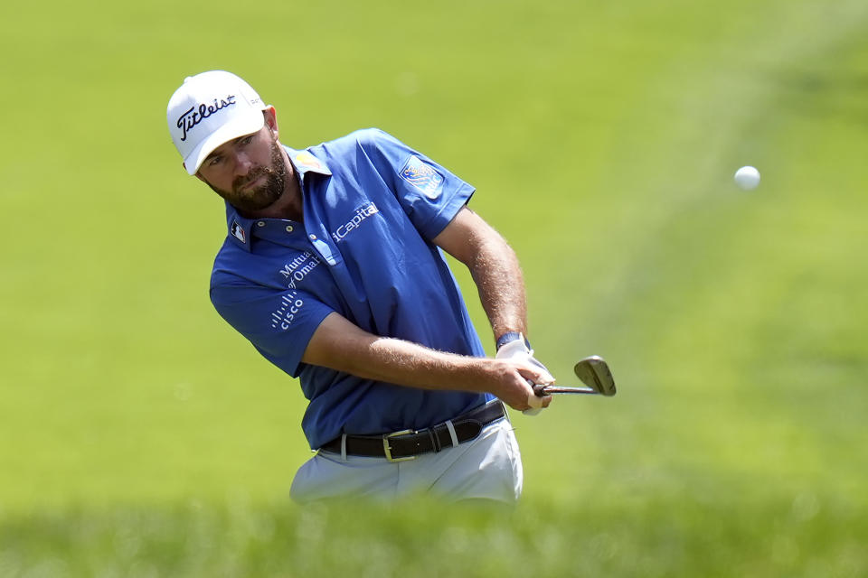 Cameron Young chips onto the second green during the final round of the Valspar Championship golf tournament Sunday, March 24, 2024, at Innisbrook in Palm Harbor, Fla. (AP Photo/Chris O'Meara)