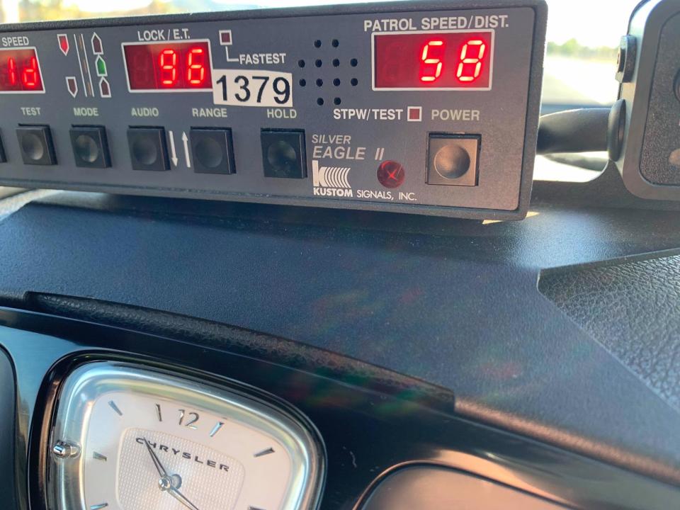 Pictured is a speed radar inside a NSW Police car. It detected a man in Wellington driving a ute at 96km/h in a 60 zone. He was fined $903 and handed five demerit points. He was also fined for not having his licence with him.