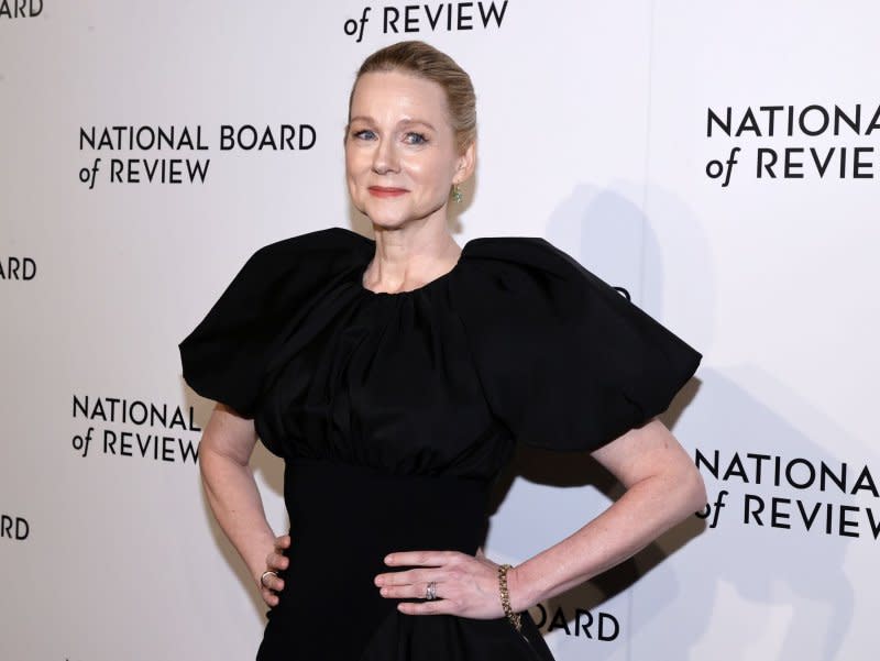 Laura Linney arrives on the red carpet for the National Board of Review Gala 2024 at Cipriani 42nd Street in New York City on January 11. The actor turns 60 on February 5. Photo by Jason Szenes/UPI