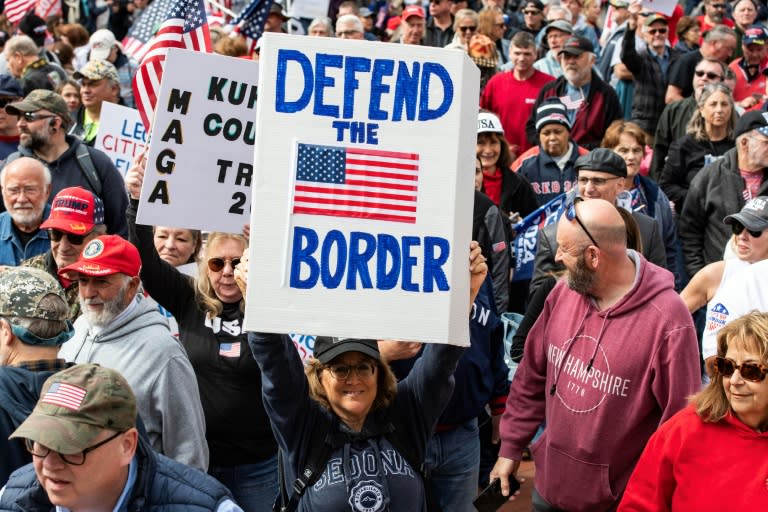 Demonstrators at a "close the border" rally in Boston, Massachusetts, on May 4, 2024 (Joseph Prezioso)