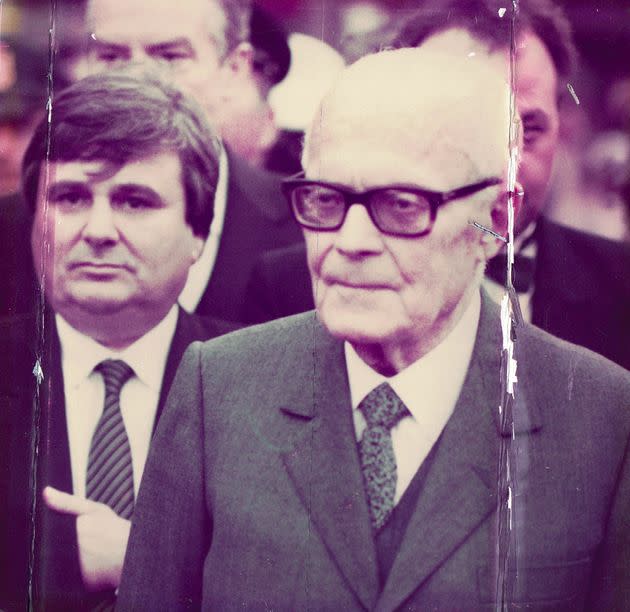 Il presidente Sandro Pertini in visita alla Repubblica di San Marino con il segretario di stato Alvaro Selva, 1984. (Photo: Carlo Filippini)