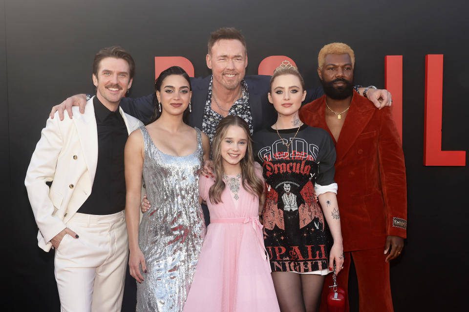 Dan Stevens, Melissa Barrera, Alisha Weir, Kevin Durand, Kathryn Newton and William Catlett attend the Los Angeles Premiere of Universal Pictures "Abigail"