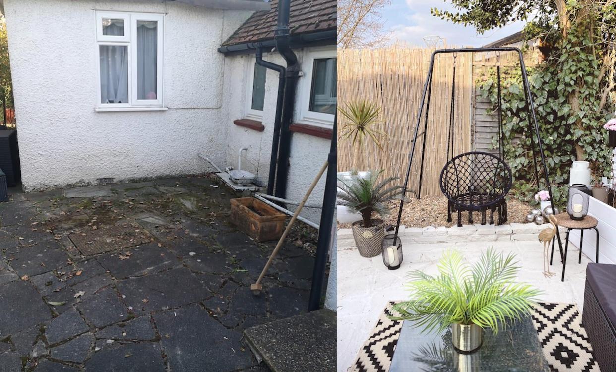 Becky Lane's incredible patio transformation cost less than £100. (Becky Lane @21oakham)