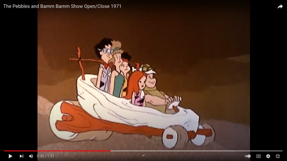 <p>In 1971, the teenaged kids of the Flintstones and the Rubbles got their own <a href="https://www.amazon.com/The-Grand-Prix-Pebbles/dp/B07PWY87VR/?tag=syn-yahoo-20&ascsubtag=%5Bartid%7C10055.g.38884917%5Bsrc%7Cyahoo-us" rel="nofollow noopener" target="_blank" data-ylk="slk:spinoff animated series.;elm:context_link;itc:0;sec:content-canvas" class="link ">spinoff animated series.</a> Though it wasn't as popular as the original program, it aired until 1975.</p><p><a class="link " href="https://www.amazon.com/gp/video/detail/B07NQVY5JB/?tag=syn-yahoo-20&ascsubtag=%5Bartid%7C10055.g.38884917%5Bsrc%7Cyahoo-us" rel="nofollow noopener" target="_blank" data-ylk="slk:WATCH ON AMAZON;elm:context_link;itc:0;sec:content-canvas">WATCH ON AMAZON</a></p>