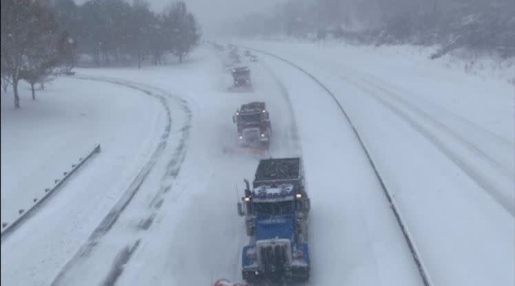 NCDOT image of crews working to clear I-40 in the North Carolina mountains in Jan. 2022.