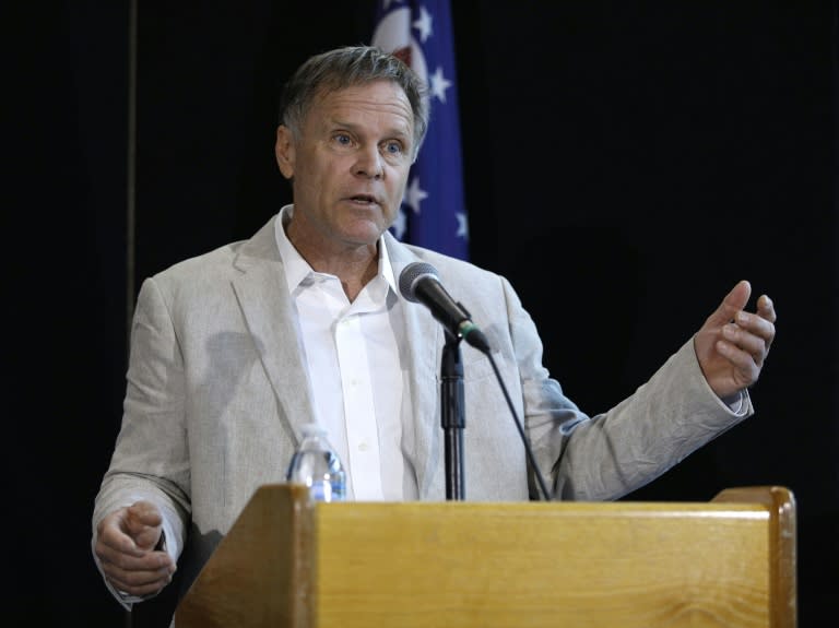 Fred Warmbier, father of Otto Warmbier, the college student who was released from a North Korean prison on Tuesday, holds a press conference while wearing the jacket his son wore when he gave a forced confession in North Korea June 15, 2017 in Ohio