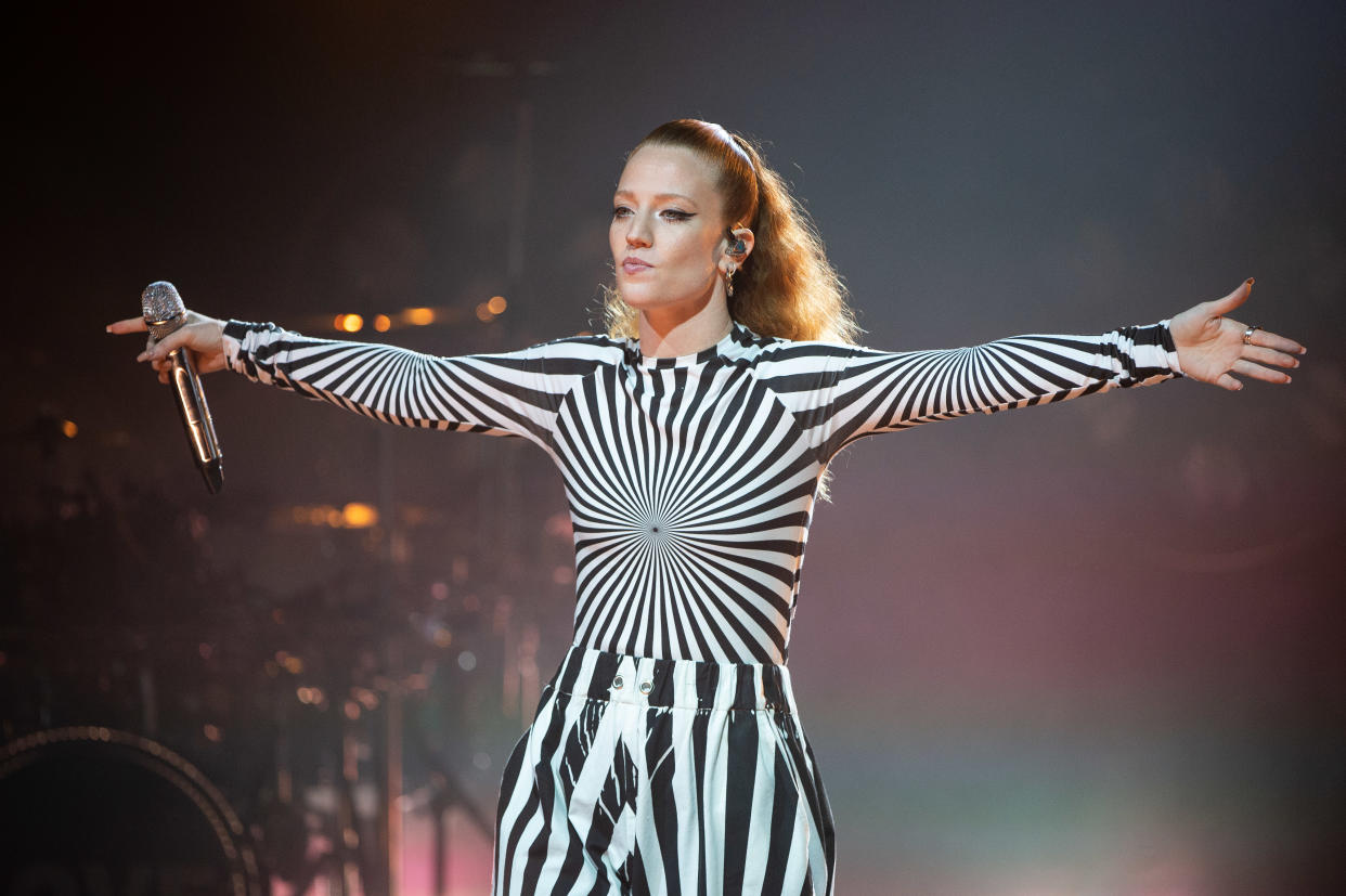 LONDON, ENGLAND - OCTOBER 30: Jess Glynne performs on stage during McDonald's I'm Lovin' It Live at The Printworks on October 30, 2020 in London, England. (Photo by Dave J Hogan/Getty Images)