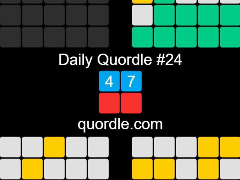 Quordle players must guess four five-letter words at the same time to win (Quordle)