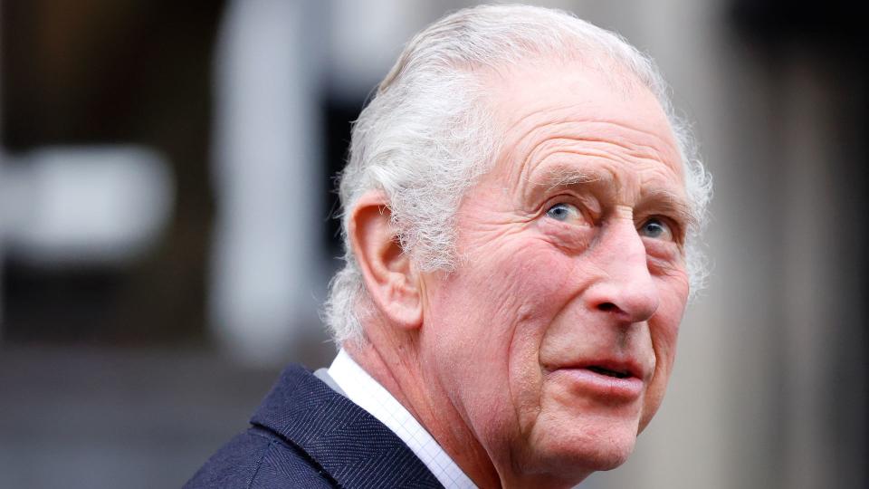 King Charles looking up as he leaves The London Clinic after undergoing a corrective procedure for an enlarged prostate