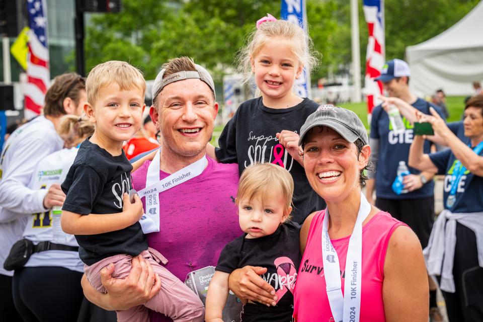 Samantha Salway (right) with her husband Ben and their children Gavin, Amelia and Brooks on Saturday, May 18, 2024.