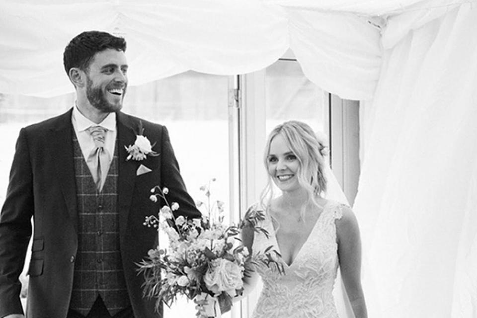 Pc Harper and his wife Lissie on their wedding day (PA)