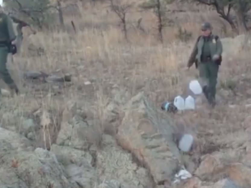 US border patrol exposed kicking over water bottles left for migrants