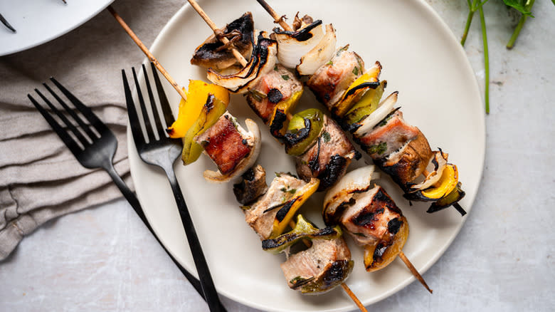 tuna and vegetable kebabs