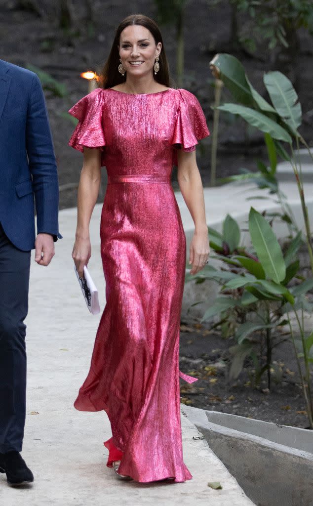 Catherine, Duchess of Cambridge attends a special reception hosted by the Governor General of Belize in celebration of Her Majesty The Queenâ€™s Platinum Jubilee on March 21, 2022 in Cahal Pech, Belize.