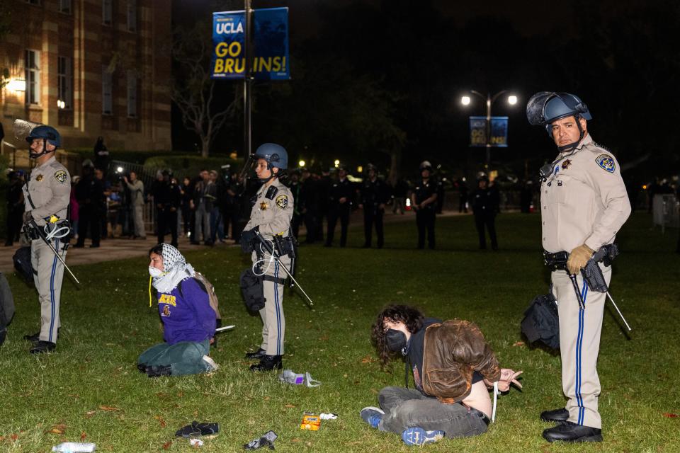 LAPD detains students at UCLA encampment, May 2, 2024.