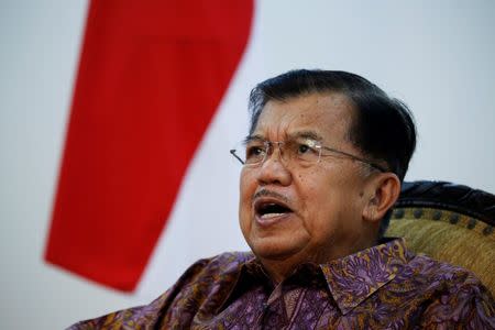 Indonesia's Vice President Jusuf Kalla speaks during an interview with Reuters in Jakarta, Indonesia, June 20, 2016. REUTERS/Beawiharta