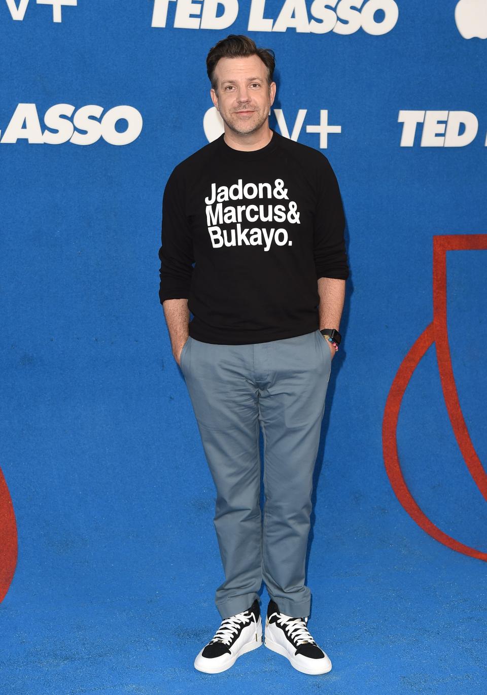 Jason Sudeikis attends Apple's "Ted Lasso" Season 2 Premiere at Pacific Design Center on July 15, 2021 in West Hollywood, California.