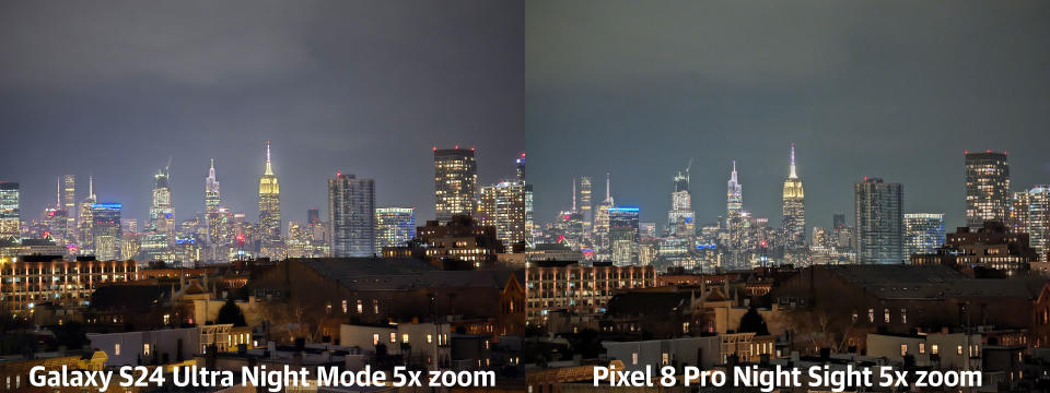 <p>A photo comparison between the Samsung Galaxy S24 Ultra and some competing devices.</p>
