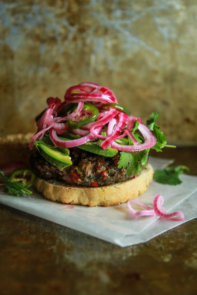 Asian Burger with Avocado and Cilantro